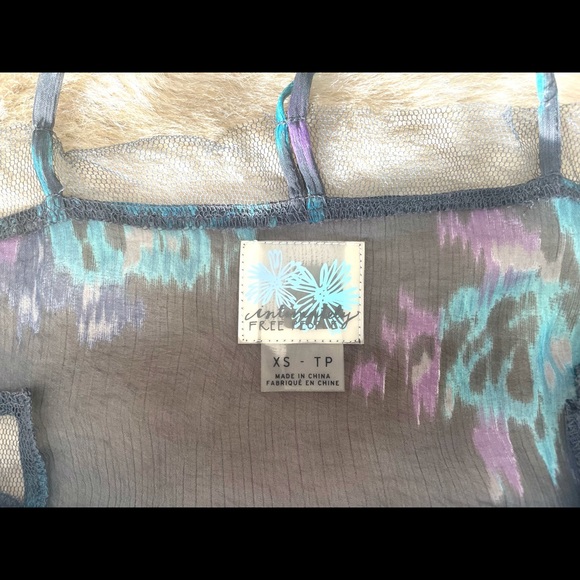 Free People Intimately Chiffon Blue Poppyfield Midnight Slip Dress Size XS-S - Picture 12 of 14